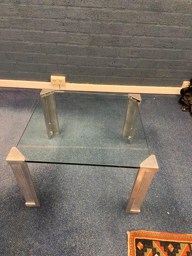 Glazen salon tafel -Peter Ghyczy, Huis en Inrichting, Tafels | Salontafels, Gebruikt, 50 tot 75 cm, 50 tot 100 cm, Vierkant, Glas