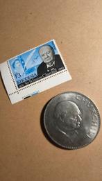 Churchill Herdenkingsmunt 1965 & Rhodesië Postzegel, Ophalen of Verzenden