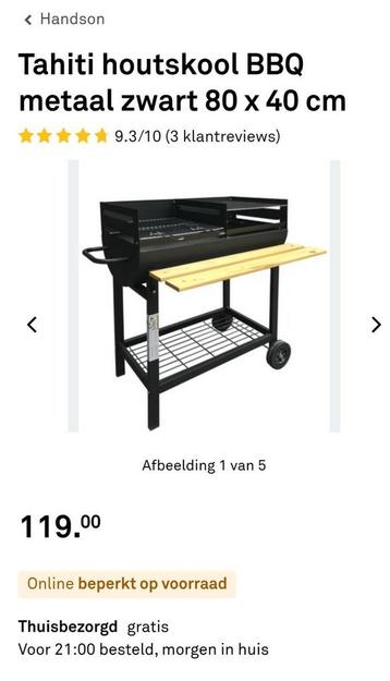 Tahiti houtskool BBQ metaal zwart 1x gebruikt  beschikbaar voor biedingen