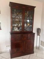 Antieke Vitrinekast met Secretaire - Wortelhout, Mahonie, Huis en Inrichting, Kasten | Dressoirs, Ophalen, 100 tot 150 cm, Zo goed als nieuw