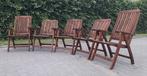 5 Teak & Garden standenstoelen hoog laag model, inklapbaar, Ophalen, Gebruikt, Teakhout, Verstelbaar