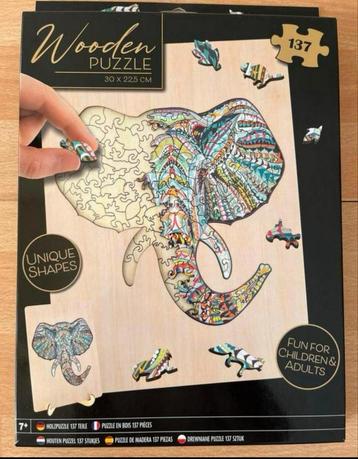 Houten Mandela puzzel Olifant. Nieuw 30x225 137 stukjes beschikbaar voor biedingen