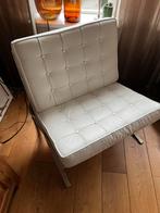 Barcelona chair / stoel, wit leer, Huis en Inrichting, Fauteuils, Ophalen, Zo goed als nieuw, Leer