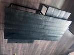 Zwarte mango houten salontafel set x 3 met stalen onderstel, 100 tot 150 cm, 50 tot 75 cm, Zo goed als nieuw, Rechthoekig