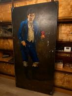 Groot 2x1m oud geschilderd paneel circus kermis foor, Antiek en Kunst, Ophalen of Verzenden