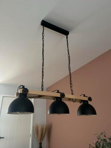 Zwarte Eetkamerlamp met Eikenhout beschikbaar voor biedingen