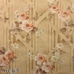 5708 Vintage rozenbehang ruiten retro oudroze swiet, Ophalen of Verzenden, 75 m² of meer, Beige