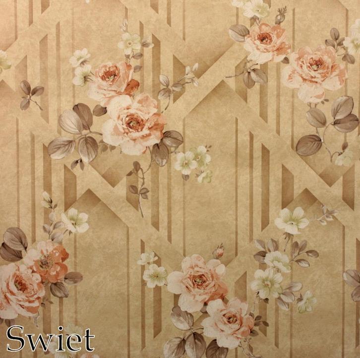 5708 Vintage rozenbehang ruiten retro oudroze swiet, Huis en Inrichting, Stoffering | Behang, Beige, 75 m² of meer, Ophalen of Verzenden