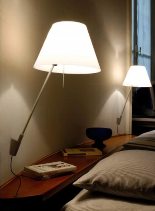 Luceplan Costanzina wandlamp witte kap, alu poot, Costanza, Huis en Inrichting, Lampen | Wandlampen, Gebruikt, Kunststof, Metaal