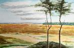 Louis van Gorkum - Landschap bij Ede - 36x48 - Aquarel, Antiek en Kunst, Kunst | Schilderijen | Klassiek, Ophalen of Verzenden