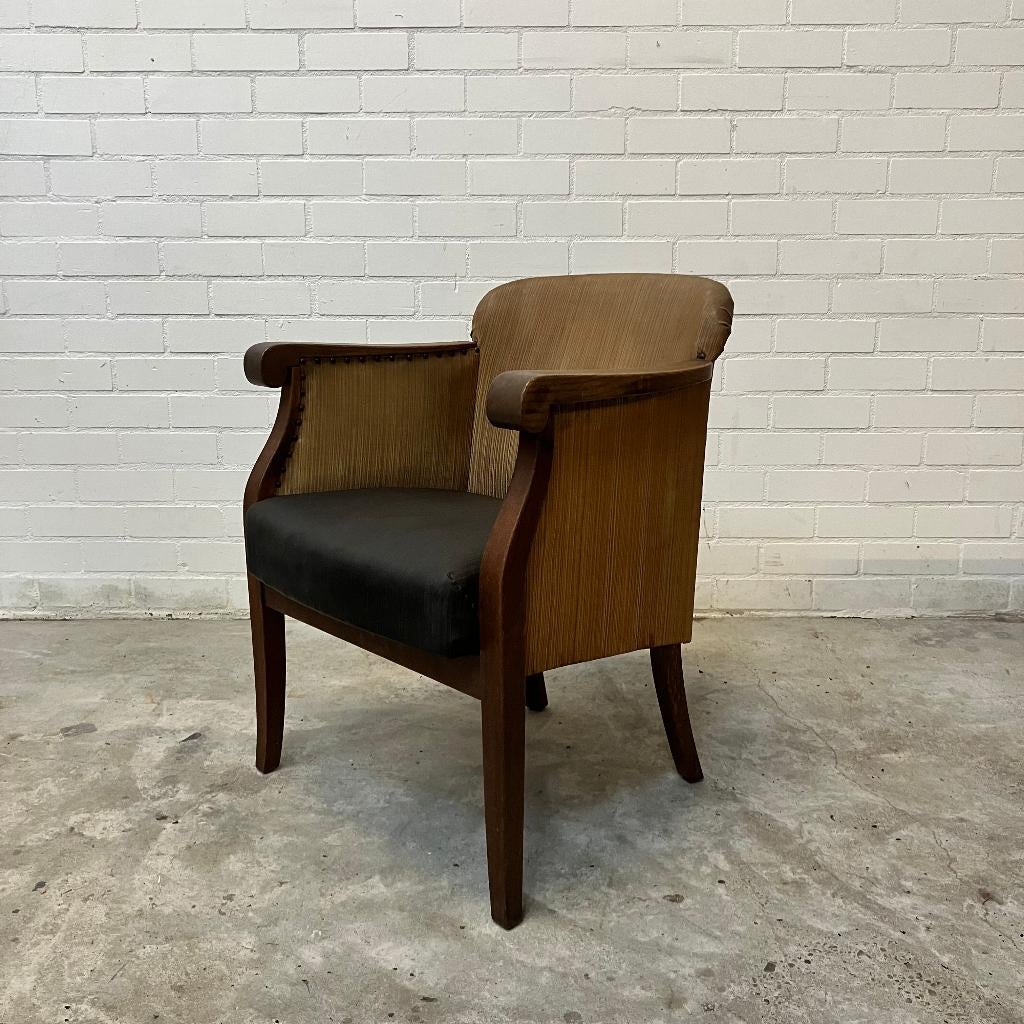 Vintage oude hotel clubstoel fauteuil jaren 60 stoel artdeco, Ophalen of Verzenden, Gebruikt, 75 tot 100 cm, 50 tot 75 cm