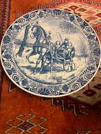Delfts Blauw Wandbord - Paard en Slee, Ophalen