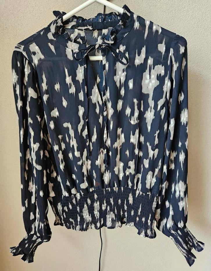 Only Pigalle Blouse / smock top - Donkerblauw/Zwart - Maat M, Kleding | Dames, Blouses en Tunieken, Zo goed als nieuw, Maat 38/40 (M)