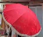 vintage retro rode gebloemde parasol met franjes, Ophalen, Gebruikt, 1 tot 2 meter, Stokparasol