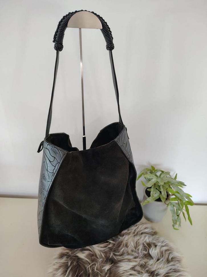 Vintage buffelleer shoppertas bloemmotief, Sieraden, Tassen en Uiterlijk, Tassen | Damestassen, Zo goed als nieuw, Shopper, Ophalen of Verzenden