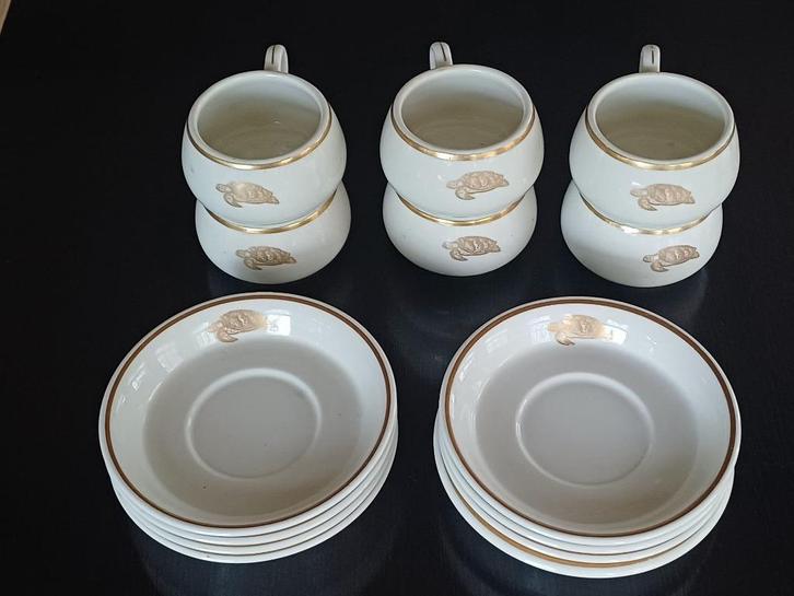 Mooie vintage set soepkom met schotel Schildpadden soep, Huis en Inrichting, Keuken | Servies, Zo goed als nieuw, Kom(men), Overige stijlen