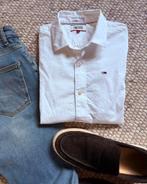 Tommy Hilfiger Denim wit overhemd mt S, Ophalen of Verzenden, Zo goed als nieuw, Wit, Halswijdte 41/42 (L)