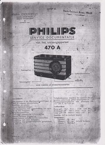 Philips Service manual 470A. verzending kan ook beschikbaar voor biedingen