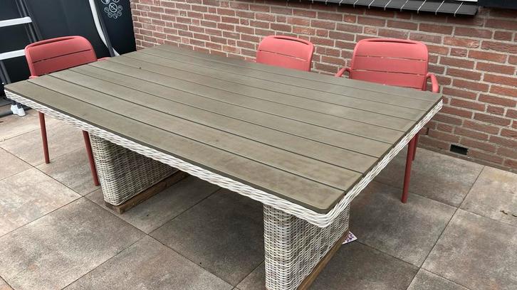 Mooie tuintafel 180x104 cm - gezellige zomeravonden!, Tuin en Terras, Tuintafels, Gebruikt, Rechthoekig, Kunststof, Ophalen