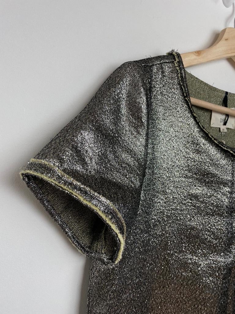 Diega zilveren lamé top metallic met geel maat M, Maat 38/40 (M), 6 rue Béranger 75003 Paris, Eshop@diega.fr, Geel
