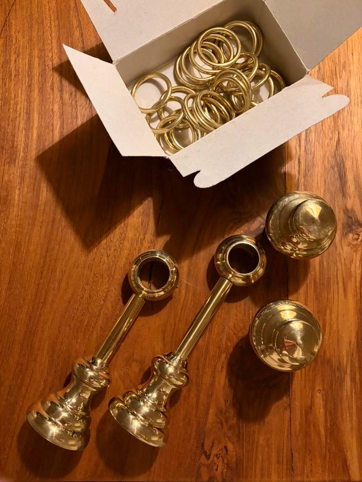 Koperkleurige gordijnroede (3,1m) en toebehoren te koop, Huis en Inrichting, Stoffering | Gordijnen en Lamellen, Gebruikt, 200 cm of meer