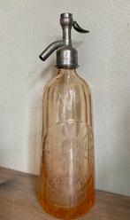 Brocante Franse roze spuitfles met gravure siphon, Ophalen of Verzenden