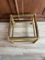 Goudkleurige Hollywood Bijzettafel met Glazen Blad, Ophalen, Minder dan 45 cm, Minder dan 55 cm, Gebruikt