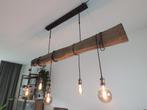 Handgemaakte Houten balk lamp met sfeerlampen (dimbaar), Huis en Inrichting, Gebruikt, Ophalen of Verzenden, Minder dan 50 cm