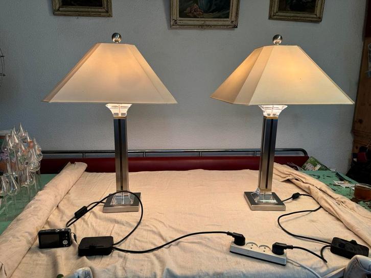 2 Tafellampen,zeventies,Willy Rizzo,Hollywood Regency,, Huis en Inrichting, Lampen | Tafellampen, 75 cm of meer, Ophalen of Verzenden