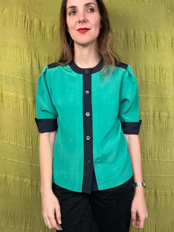 Vintage blouse / top, maat 38/m - 60,s/ 70's/ 80's - groen