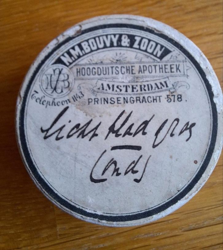 Antieke Apothekersdoos N.M. Bouvy & Zoon Amsterdam, Verzamelen, Overige Verzamelen, Gebruikt, Ophalen of Verzenden