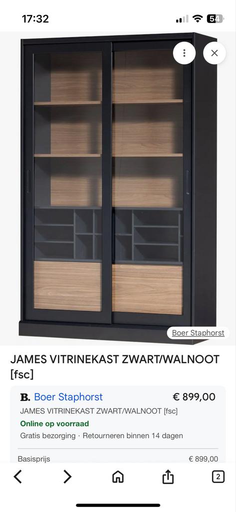 Stijlvolle vitrinekast met glazen deuren, Ophalen, 100 tot 150 cm, Zo goed als nieuw, Met lade(s)