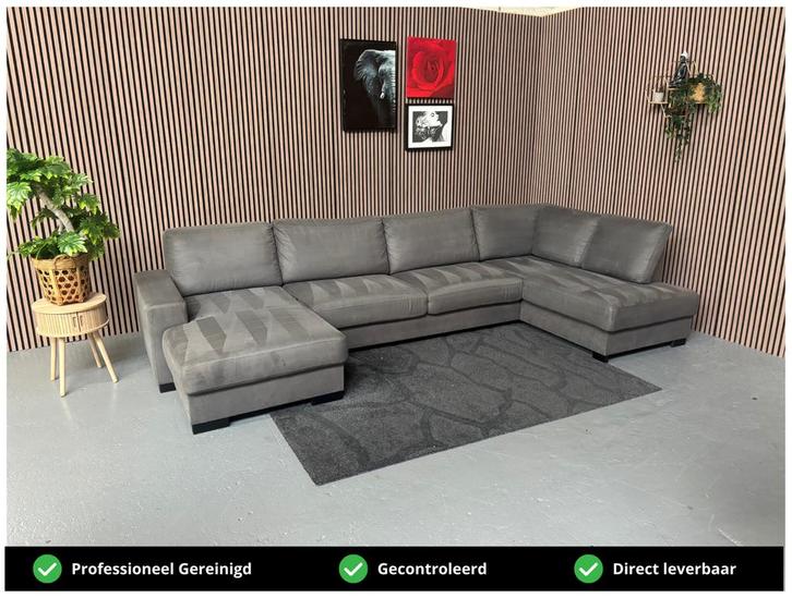 GRATIS LEVERING U-Bank Antraciet 370x180x150 REFURBISHED, Huis en Inrichting, Banken | Bankstellen, Zo goed als nieuw, Hoekbank