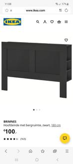 Ikea Brimnes hoofdbord met zijvakjes 180 cm zwart, Ophalen, Zo goed als nieuw, 65 cm of meer