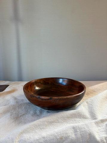 Vintage walnoot houten ronde schaal d20cm beschikbaar voor biedingen