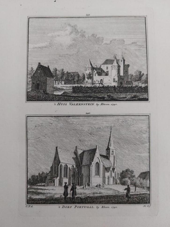 239-240 / Huis Valkenstein Rhoon & Dorp Portugal bij Rhoon, Antiek en Kunst, Kunst | Etsen en Gravures, Ophalen of Verzenden