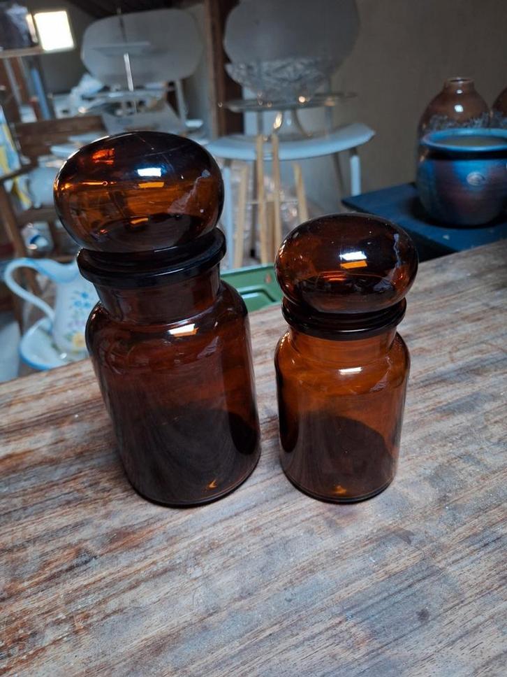Originele Belgische apothekerspotten bruin, Antiek en Kunst, Curiosa en Brocante, Ophalen