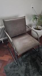 Groene leren stoel met buisframe, Gebruikt, Minder dan 75 cm, Ophalen of Verzenden, Metaal