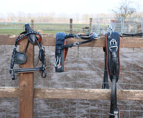Te koop zwart met bruin onderlegd shetlander mentuig, Dieren en Toebehoren, Paarden en Pony's | Hoofdstellen en Tuigage, Nieuw