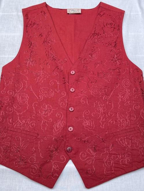 rood katoenen gilet met borduursel van Prizzi, Kleding | Dames, Truien en Vesten, Nieuw, Maat 36 (S), Rood, Verzenden