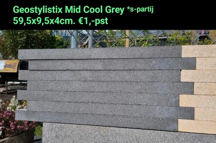 Geostylistix Mid cool grey gevelsteen stapelblok s-partij, Tuin en Terras, Bielzen en Borders, Nieuw, Blok, Beton, Minder dan 25 cm