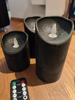 3 zwarte led kaarsen met afstandsbediening Anna's collection, Huis en Inrichting, Overige materialen, Zwart, Ophalen of Verzenden