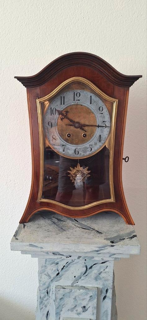 Antieke groote gave tafel klok met inleg, Antiek en Kunst, Antiek | Klokken, Ophalen