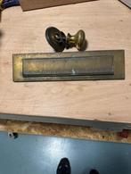 Messing brievenbusplaat met deurknop, Ophalen of Verzenden, Gebruikt