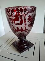 Antiek Friedrich Egermann Bohemian kelkgkas- robijnrood, Ophalen of Verzenden