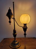 Antieke koperen tafellamp / schemerlamp / gaslamp, Ophalen of Verzenden