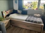 1-persoonsbed met lade, matras & nachtkastje, Ophalen, Eenpersoons, Bruin, 210 cm