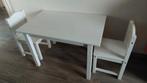 Leuke kindertafel met 2 stoeltjes - Whitewash hout, Ophalen, Gebruikt, Tafel(s) en Stoel(en)