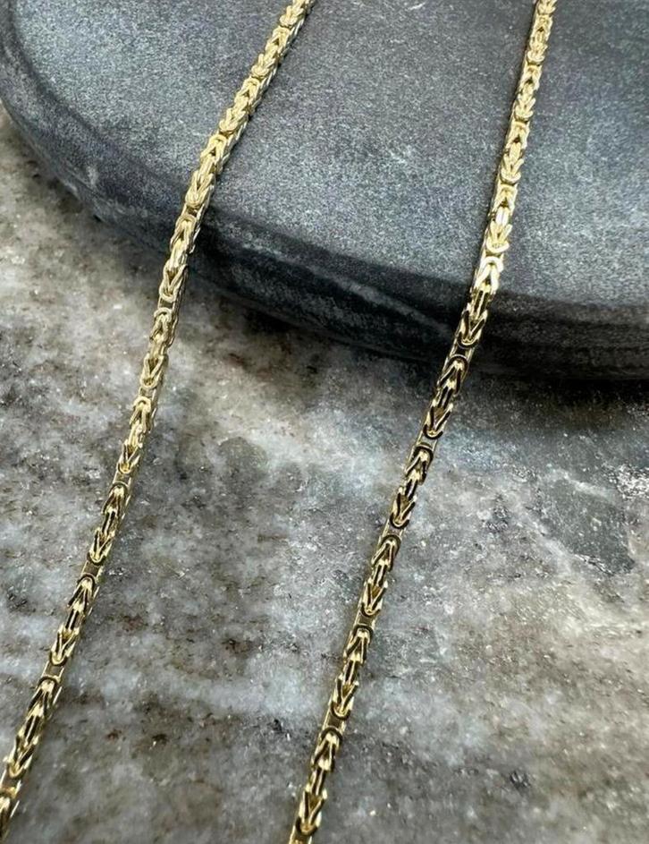 14K gouden koningsketting 60cm, Sieraden, Tassen en Uiterlijk, Kettingen, Zo goed als nieuw, Goud, Goud, Ophalen of Verzenden