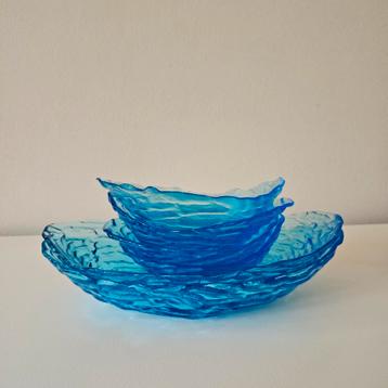 Set Vintage blauw persglas Schalen Schalenset beschikbaar voor biedingen